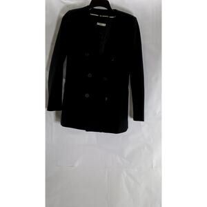 MANGO SUIT Women's Black Solid Double-Breasted Collarless Blazer SZ 2XS